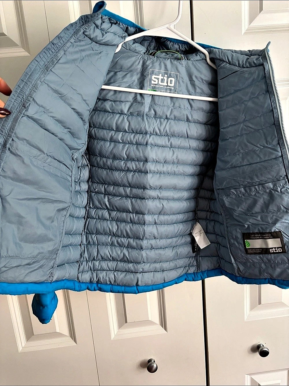 Stio Kids' Down Hooded Jacket Puffer Blue Boys 8 - Picture 4 of 6